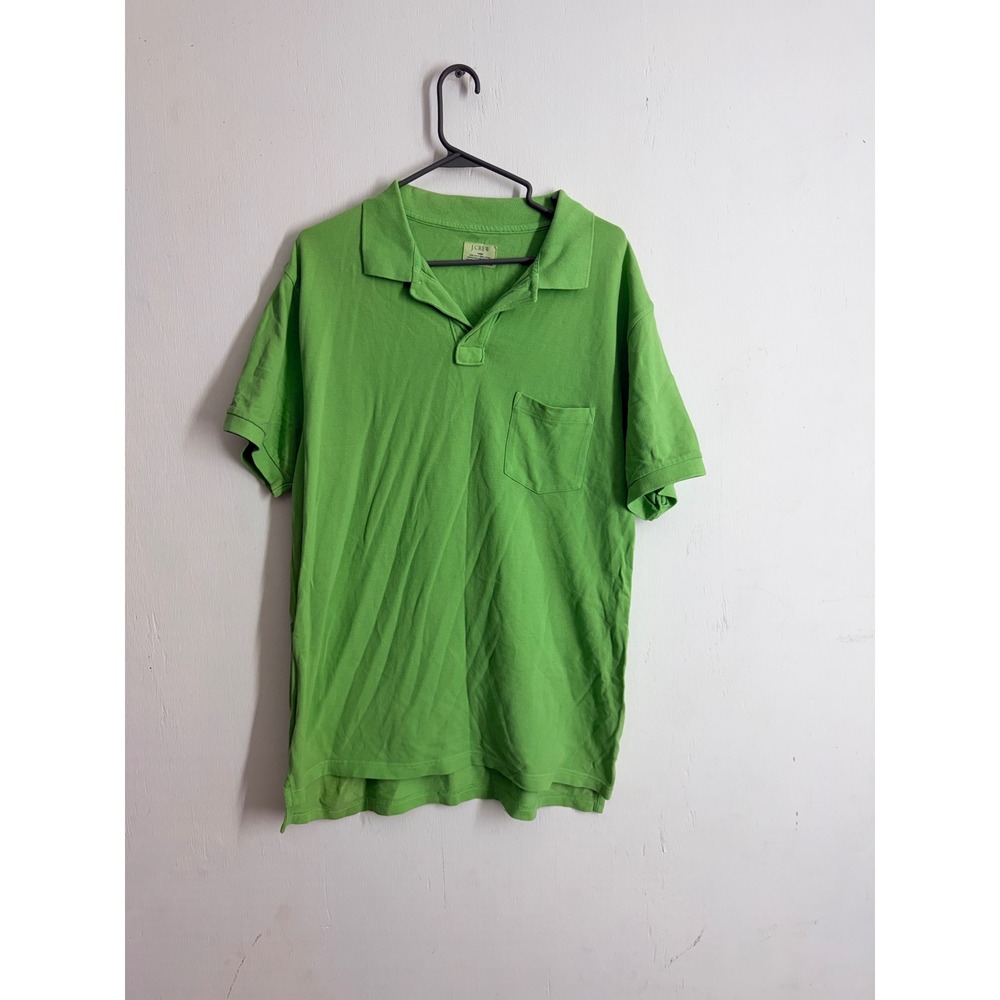 J.Crew Mens Large Lime Green Cotton Pique Short Sleeve Pocket Polo Shirt